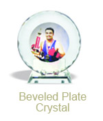 BEVELED PLATE CRYSTAL W/ BASE, 5.9 in. X 5.9 in. X 0.8 in.