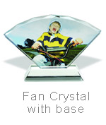 FAN CRYSTAL W/ BASE, 8.7 in X 5.9 in. X 1.6 in.