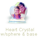 HEART CRYSTAL W/ SPHERE AND BASE, 3.9 in. X 3.9 in. X 0.6 in.