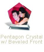 PENTAGON CRYSTAL W/ BEVELED FRONT, 3.9 in. X 4.3 in. X 0.6 in.