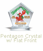 PENTAGON CRYSTAL W/ FLAT FRONT, 5.9 in. X 6.3 in. X 0.6 in.