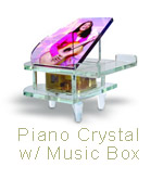 PIANO CRYSTAL W/ MUSIC BOX, 3.9 in. X 3.5 in. X 5.1 in.